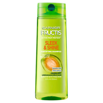 & Fortifying Sleek Dry Hair, Shampoo Fructis for fl. Shine Garnier 12.5 Frizzy,