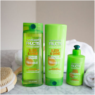 Garnier Fructis Sleek fl. Fortifying 12.5 Shampoo Hair, Shine Dry & Frizzy, for