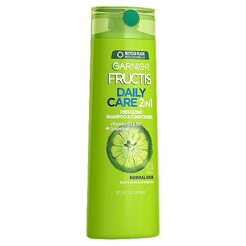 Garnier Fructis Daily Care 2-in-1 Shampoo and Conditioner, Normal Hair, 12.5 fl. oz.
Paraben-free Fructis Daily Care 2-in-1 Shampoo and Conditioner with Grapefruit refreshes and energizes hair for stronger-looking hair with touchable softness. Gentle enough for everyday use. Formulas made with Active Fruit Protein, an exclusive combination of citrus protein, Vitamins B3 and B6, fruit and plant-derived extracts and strengthening conditioners for healthier, stronger hair.

garnier daily care shampoo and conditioner, garnier shampoo and conditioner, garnier fructis daily care, garnier fructis 2 in 1, 2 in 1 shampoo and conditioner, strengthening shampoo and conditioner

Daily Care 2in1 Refreshes & Energizes
Our formula with grapefruit refreshes and energizes hair for touchable softness.