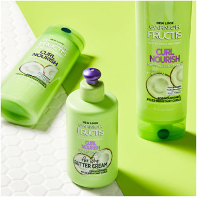 Garnier Fructis Curl Nourish Sulfate-Free Glycerin Oil fl. 12.5 with and Shampoo Coconut Infused