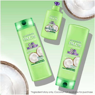 Garnier Glycerin Infused Nourish with 12.5 Oil Sulfate-Free Coconut Shampoo fl. Fructis Curl and