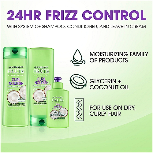 Garnier Fructis Curl Nourish Sulfate-Free Shampoo Infused with Coconut Oil Glycerin 12.5 fl. oz.