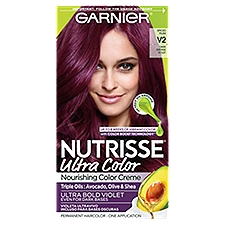 Garnier Nutrisse Ultra Color Spiced Plum V2 Dark Intense Violet Permanent Haircolor, one application