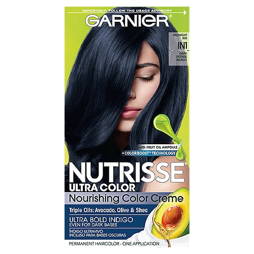 Garnier Nutrisse Ultra Color Midnight Iris IN1 Permanent Haircolor, one  application