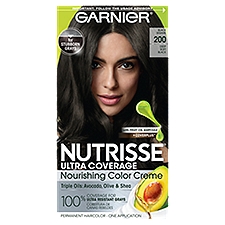 Garnier Nutrisse Black Sesame Deep Soft Black 200 Permanent Haircolor, one application