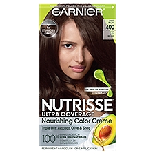 Garnier Nutrisse Sweet 400 Pecan Deep Dark Brown Permanent Haircolor, one application