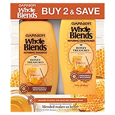 GARNIER Whole Blends Honey Treasures Repairing Shampoo & Conditioner, 12.5 fl oz, 2 count