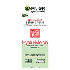 Garnier Green Labs Hyalu-Melon Replumping Broad Spectrum SPF 30, Sunscreen Serum Cream, 2.4 Fluid ounce