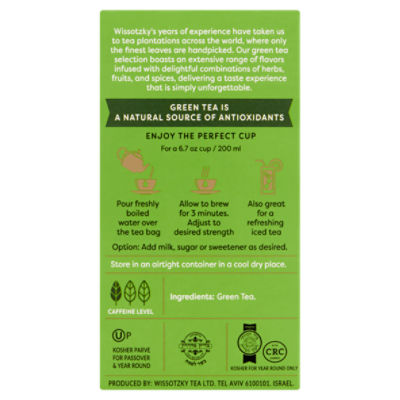 Wissotzky Pure Green Tea, 20 count, 1.058 oz