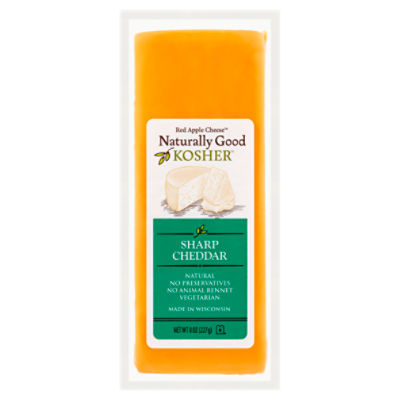 Red Apple Cheese Naturally Good Kosher Sharp Cheddar Cheese, 8 oz