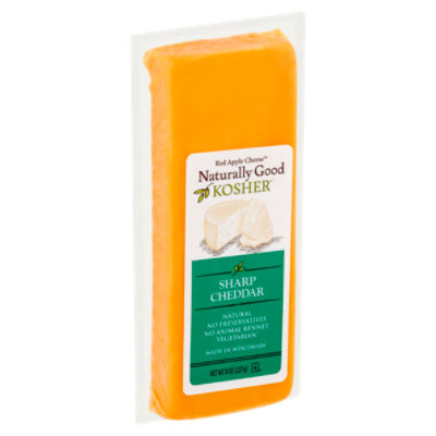 Red Apple Cheese Naturally Good Kosher Sharp Cheddar Cheese, 8 oz