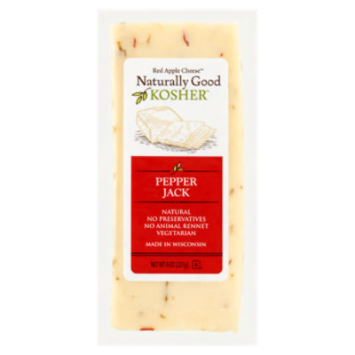 Red Apple Cheese Naturally Good Kosher Pepper Jack Cheese, 8 oz