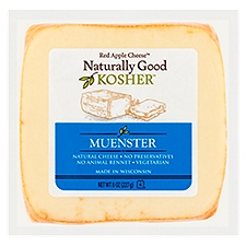 Red Apple Cheese Naturally Good Kosher Muenster Cheese, 8 oz, 8 Ounce