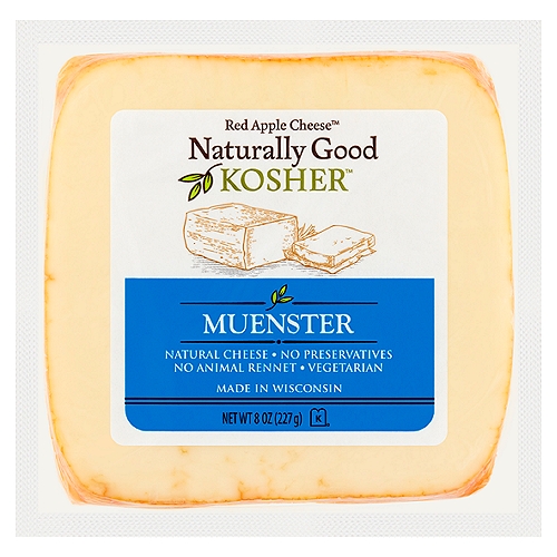 Red Apple Cheese Naturally Good Kosher Muenster Cheese, 8 oz