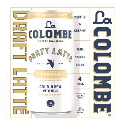 La Colombe Vanilla Draft Latte Coffee Roasters Real Coffee Drink, 9 fl oz, 4 count