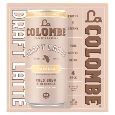 La Colombe Vanilla Draft Latte Coffee Roasters Real Coffee Drink, 9 fl oz, 4 count