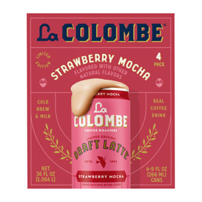 La Colombe Coffee Roasters Draft Latte Strawberry Mocha Real Coffee Drink, 9 fl oz, 4 count