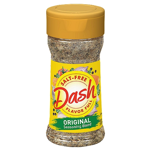 Dash Salt-Free Original Seasoning Blend, 2.5 oz
A versatile blend of 14 herbs and spices. Enhance the flavor of chicken, burgers, vegetables and your favorite soups and salads.