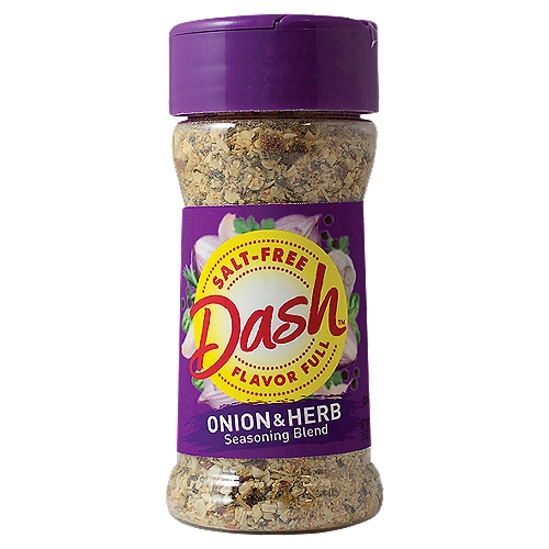Dash Salt-Free Onion & Herb Seasoning Blend, 2.5 oz
A bold blend of white onion with herbs, add savory flavor to poultry, pork, hamburger and meatloaf. Great in stuffing and dips.