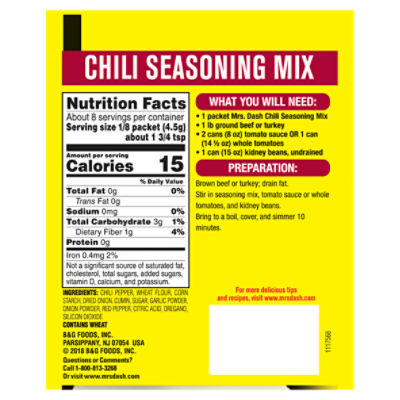 Mrs.Dash Seasoning Blend, Original: Calories, Nutrition Analysis & More