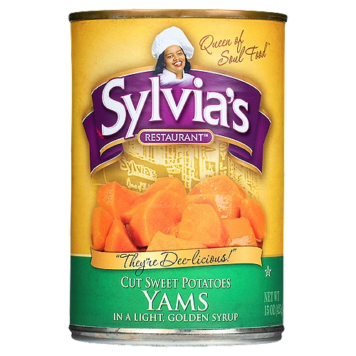 Sylvia's Restaurant Cut Sweet Potatoes Yams in a Light, Golden Syrup, 15 oz