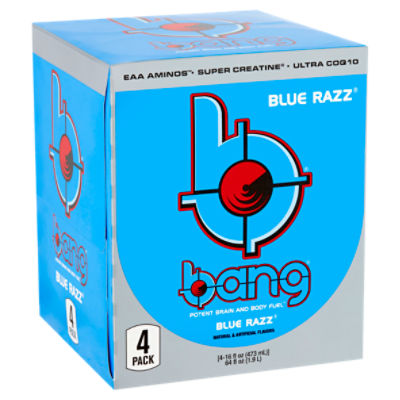 Bang Blue Razz Energy Drink, 16 fl oz, 4 count