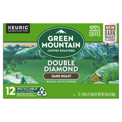 Green Mountain Coffee Roasters 12 count oz, Dark K-Cup Roast Coffee Pods, Diamond Double 0.40