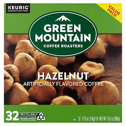 Green Mountain Coffee Roasters Hazelnut Coffee K-Cup Pods Value Раck, 0.33 oz, 32 count