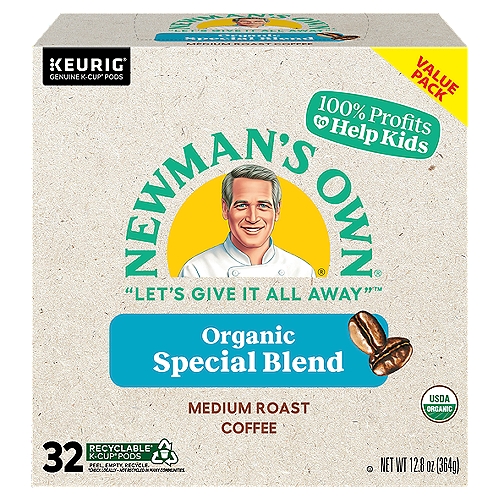 Newman's Own Organics Special Blend Medium Roast Coffee K-Cup Pods Value Pack, 0.40 oz, 32 count
A hearty, full-bodied blend of medium and dark roasts. Bold yet refined. Strong, yet smooth.