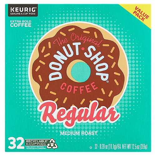 The Original Donut Shop Regular Medium Roast Coffee K-Cup Pods Value Pack, 0.39 oz, 32 count