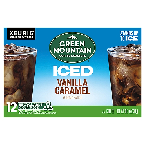 Green Mountain Coffee Roasters Brew Over Ice Vanilla Caramel Coffee K-Cup Pods, 0.40 oz, 12 count