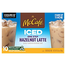 McCafé ICED One Step Hazelnut Latte, Keurig Single Serve K-Cup Pods, 10 Count, 6.6 Ounce