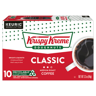 Krispy Kreme Doughnuts Classic Medium Roast Coffee K-Cup Pods, 10 count, 3.3 oz
