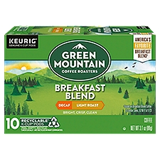 Green Mountain Coffee Roasters Breakfast Blend Decaf Light Roast Coffee K-Cup Pods, 10 count, 3.1 oz