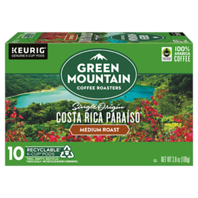 Green Mountain Coffee Roasters Costa Rica Paraiso Medium Roast Coffee K-Cup Pods, 10 count, 3.8 oz
