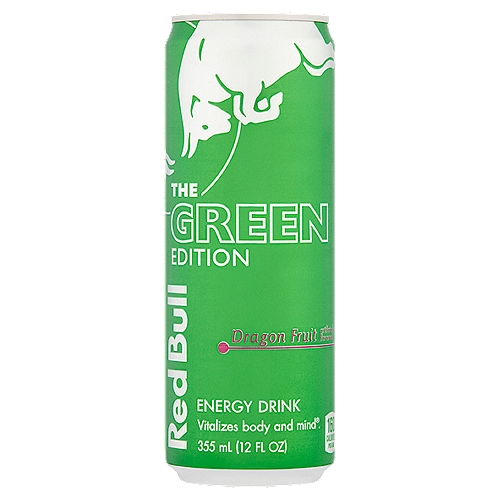 Red Bull The Green Edition Dragon Fruit Energy Drink, 12 fl oz
Vitalizes body and mind®.

Red Bull® The Green Edition. The taste of dragon fruit - artificially flavored. The wings of Red Bull.