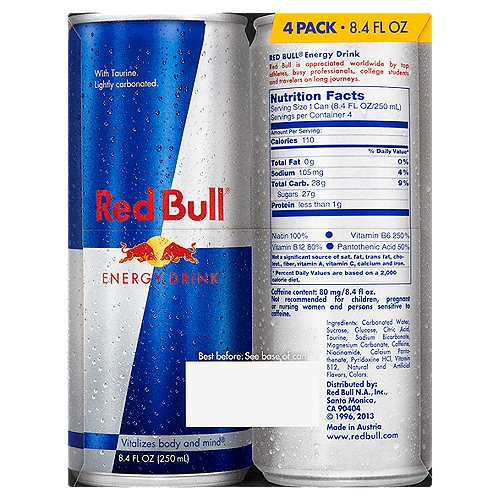 Red Bull Energy Drink, 8.4 fl oz, 4 count