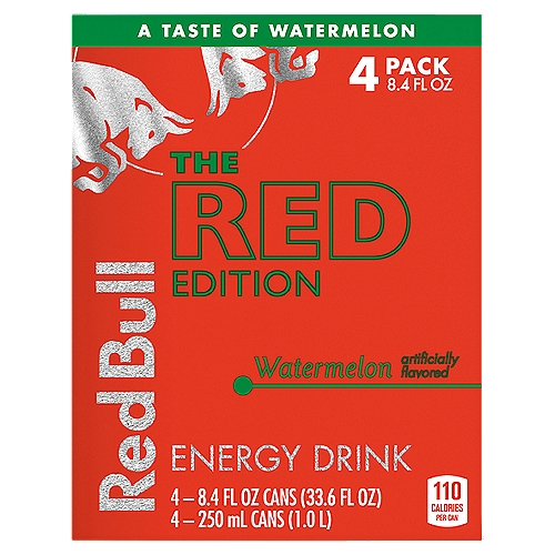 Red Bull The Red Edition Watermelon Energy Drink, 8.4 fl oz, 4 count