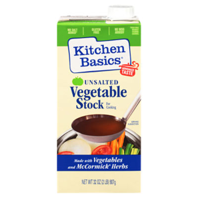 Kitchen Basics Unsalted Vegetable Stock, 32 oz, 32 Ounce