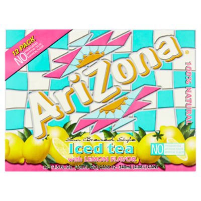 AriZona Sun Brewed Style Iced Tea with Lemon Flavor, 11.5 fl oz, 12 count, 138 Fluid ounce