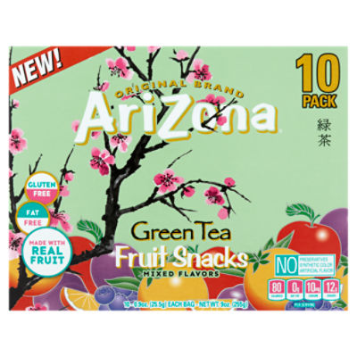 AriZona Mixed Flavors Green Tea Fruit Snacks, 0.9 oz, 10 count