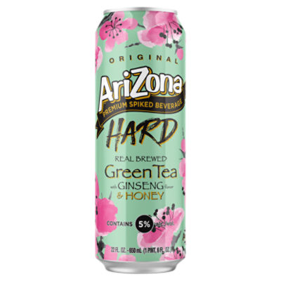 Arizona Original Hard Green Tea with Ginseng Flavor & Honey Premium Spiked Beverage, 22 fl oz