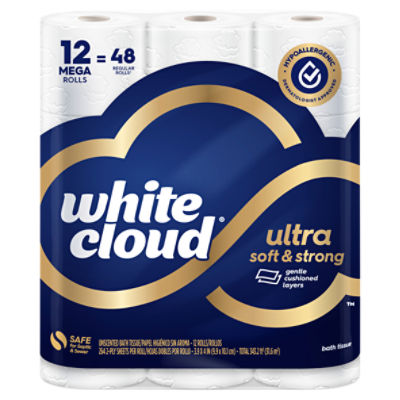 white cloud Ultra Soft & Strong Unscented Bath Tissue, 12 count