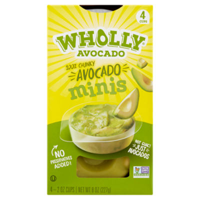 Wholly Avocado 100% Chunky Minis Avocado, 2 oz, 4 count, 8 Ounce