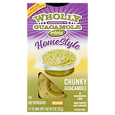 Wholly Guacamole Chunky Minis Guacamole, 2 oz, 4 count, 8 Ounce