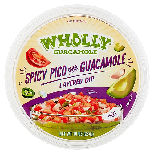 Wholly Guacamole Spicy Pico Over Guacamole Layered Dip, 10 oz