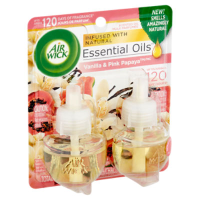 Air Wick Vanilla & Pink Papaya Scented Oil Refills, 0.67 fl oz, 2 count