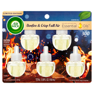 Air Wick Bonfire & Crisp Fall Air Scented Oil Refills Limited Edition, 5 count, 3.38 fl oz