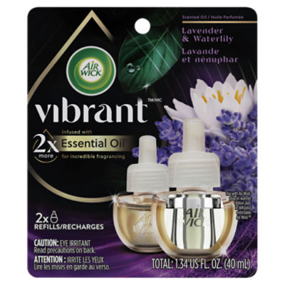 Air Wick Vibrant Lavender & Waterlily Scented Oil Refills, 1.34 fl oz, 1.34 Fluid ounce