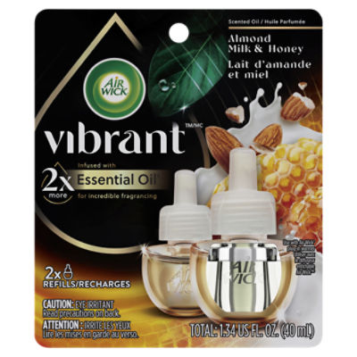 Air Wick Vibrant Almond Milk & Honey Scented Oil Refills, 2 count, 1.34 fl oz, 1.34 Fluid ounce